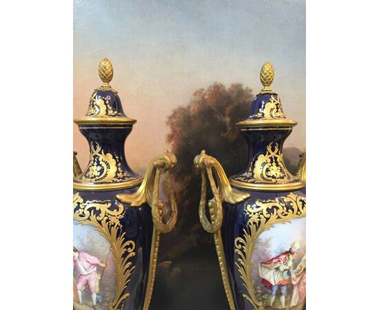 Pair of Sevres porcelain vases, 19th century     