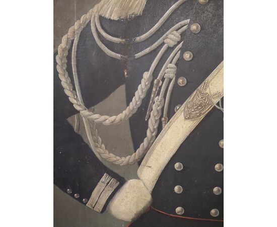 Large painting, oil on canvas raff: portrait of Carabiniere.     