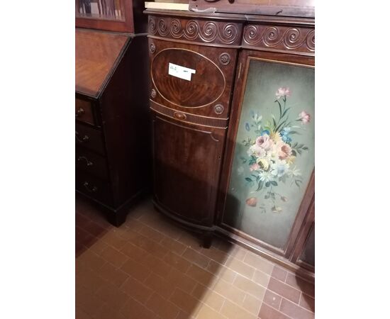 English 4-door sideboard with two painted panels     