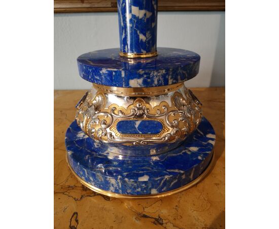Lapis lazuli and silver lamp     