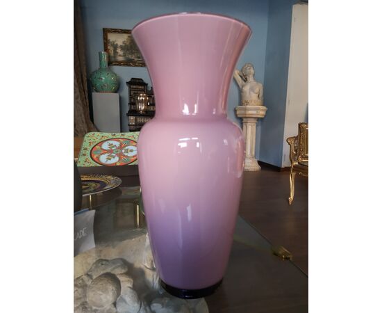 Vaso in vetro di colore rosa, Venini, 1980 Venini