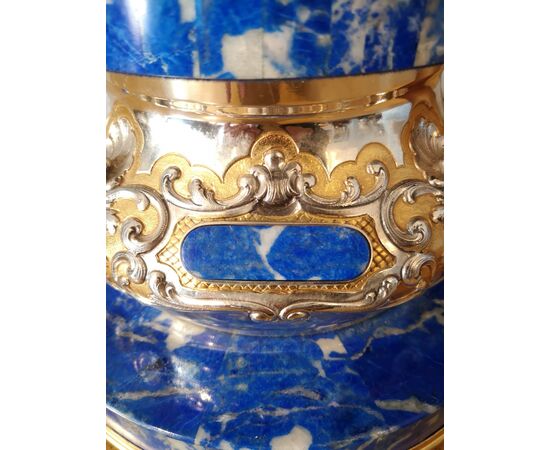 Lapis lazuli and silver lamp     