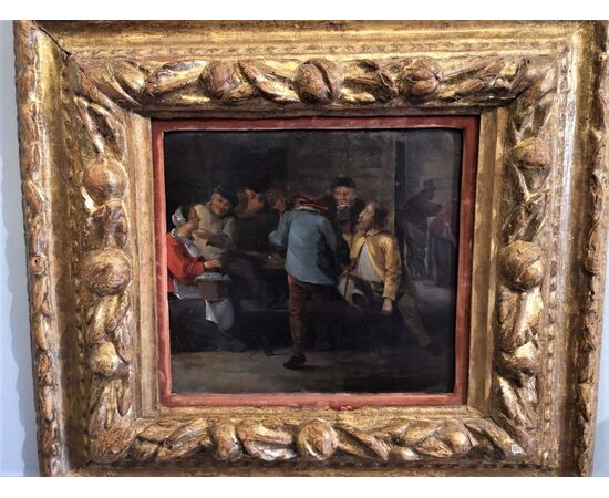 Oil painting on copper with beautiful coeval frame     