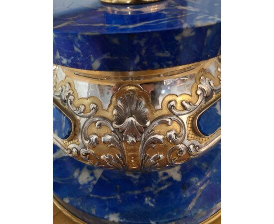 Lapis lazuli and silver lamp     