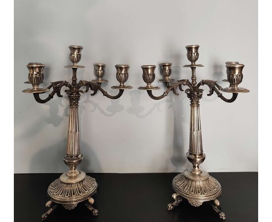 Bella Coppia di candelabri in argento