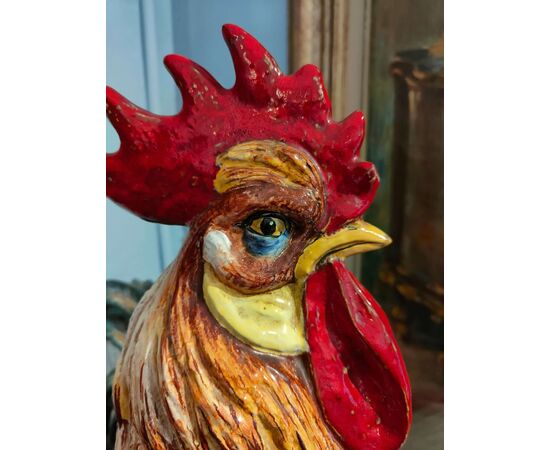 Grande e importante scultura in ceramica raffigurante Gallo , Zaccagnini