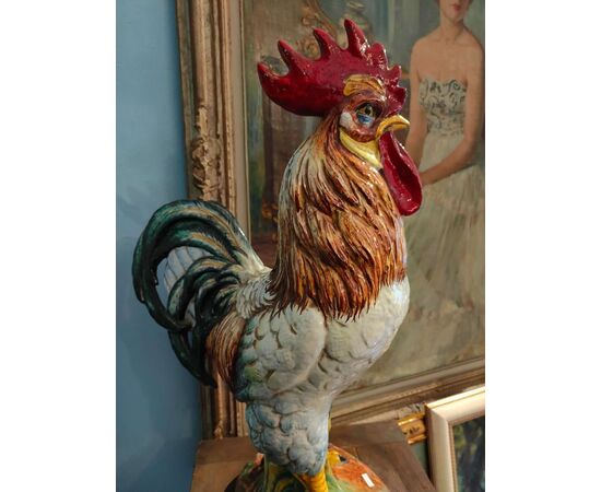 Grande e importante scultura in ceramica raffigurante Gallo , Zaccagnini