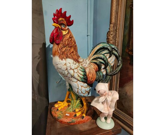 Grande e importante scultura in ceramica raffigurante Gallo , Zaccagnini