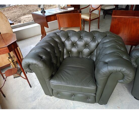 Salotto Chesterfield divano + coppia di poltrone