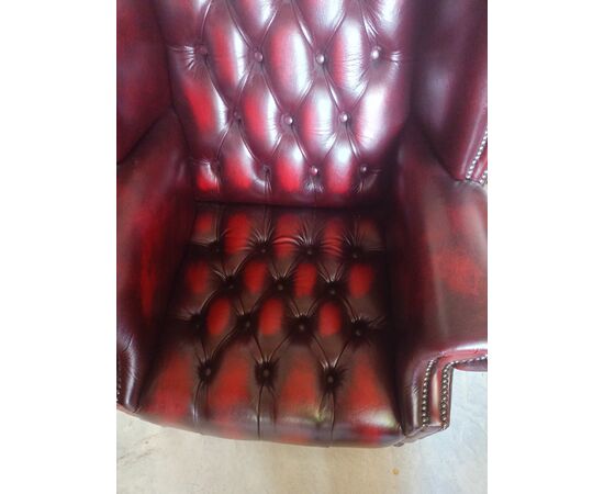 Coppia Bergere Chesterfield  rosso bordeaux con seduta capitonnèe