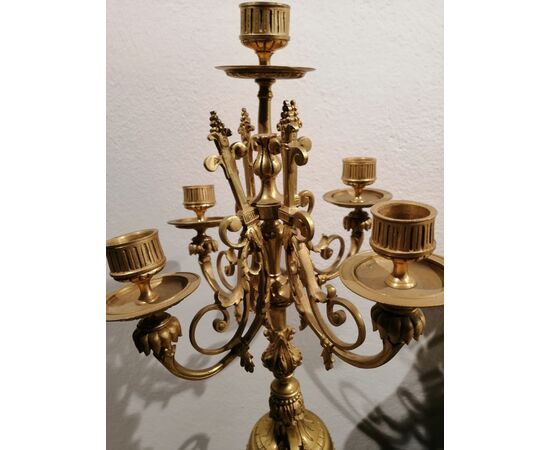 Orologio e candelabri in bronzo dorato trittico Francia seconda metà '800