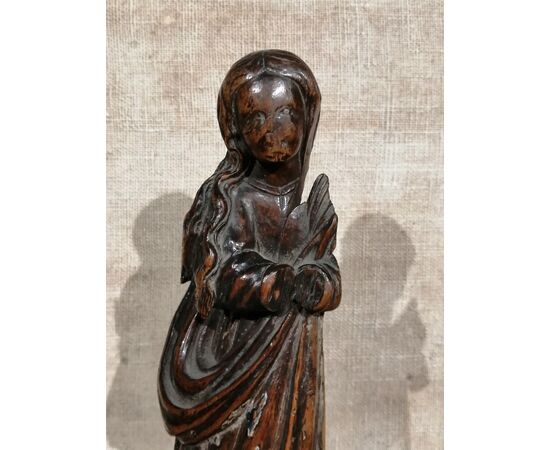 Scultura del XV secolo in legno  - Maddalena trasportata dagli angeli