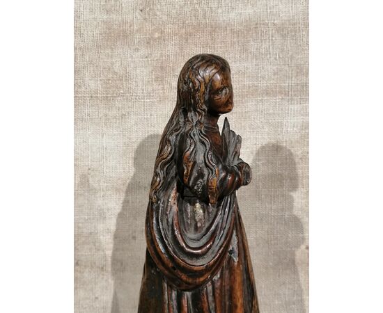 Scultura del XV secolo in legno  - Maddalena trasportata dagli angeli