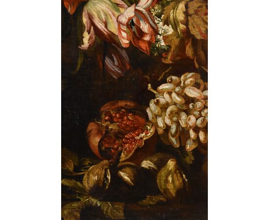 Natura morta con festone di fiori e frutta, Aniello Ascione (Napoli, notizie dal 1680 al 1708)