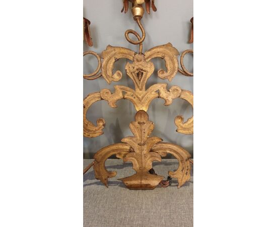 Pair of golden wrought iron sconces     