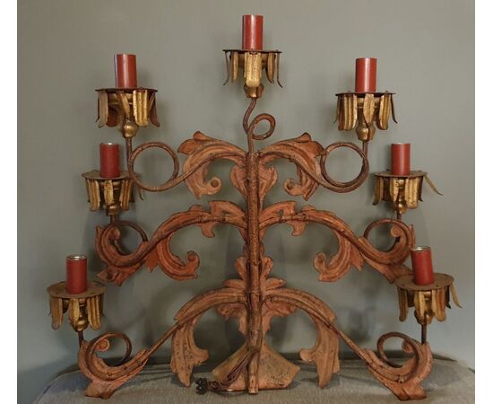 Pair of golden wrought iron sconces     