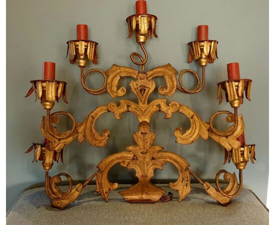 Pair of golden wrought iron sconces     