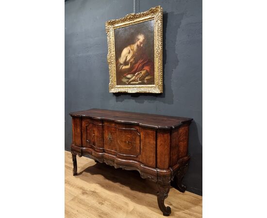 CREDENZA MOSSA LOMBARDA IN NOCE DEL 700