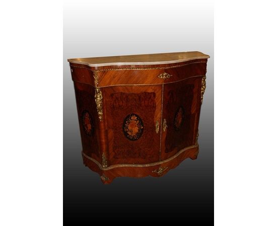 Stupendo servante credenza a 2 porte stile Luigi XV francese del 1800 con marmo bronzi 