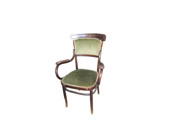 Antica Poltrona Thonet di inizio 1900 in legno di faggio tinto noce curvato 