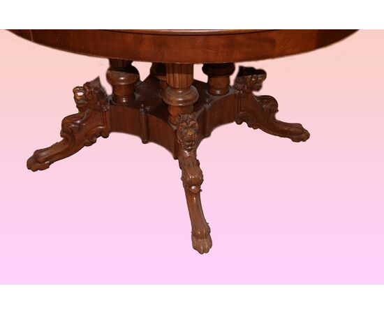 Tavolo ovalino francese del 1800 in legno di mogano stile Luigi Filippo