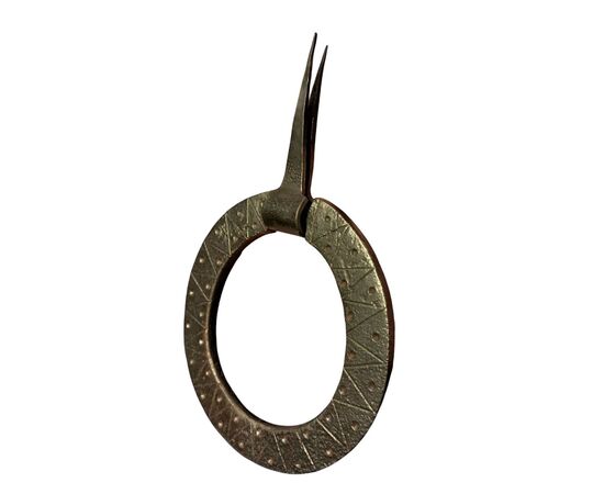 Ferro ad anello in ferro forgiato ed inciso per porte o mobili