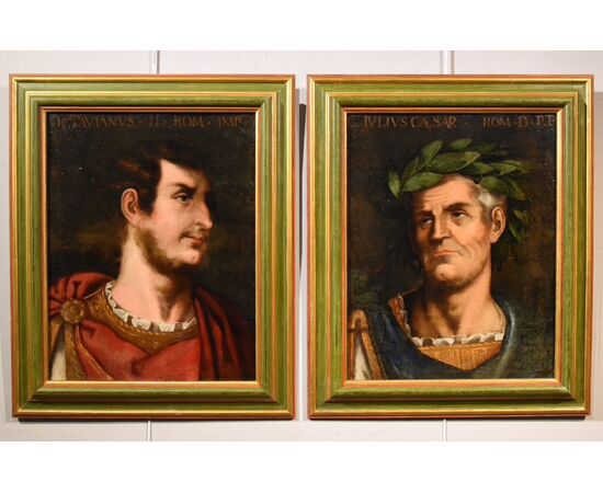 Ritratti di Giulio Cesare e Ottaviano, Tiziano Vecellio (Pieve di Cadore 1490 - Venezia 1576) seguace di