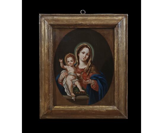 DIPINTO MADONNA CON BAMBINO META’ XVIII SECOLO