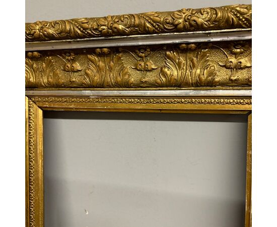 Antica cornice foglia oro e argento XIX sec . Mis 69 x 54 . Interna utile 47 x 33 , 50 