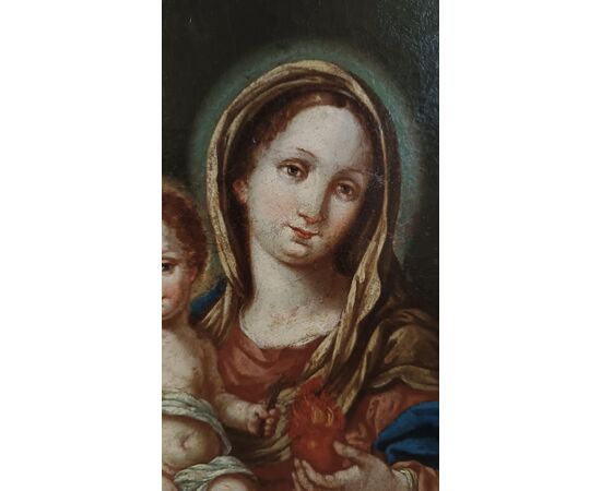 DIPINTO MADONNA CON BAMBINO META’ XVIII SECOLO