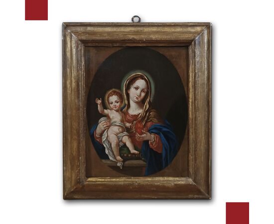 DIPINTO MADONNA CON BAMBINO META’ XVIII SECOLO