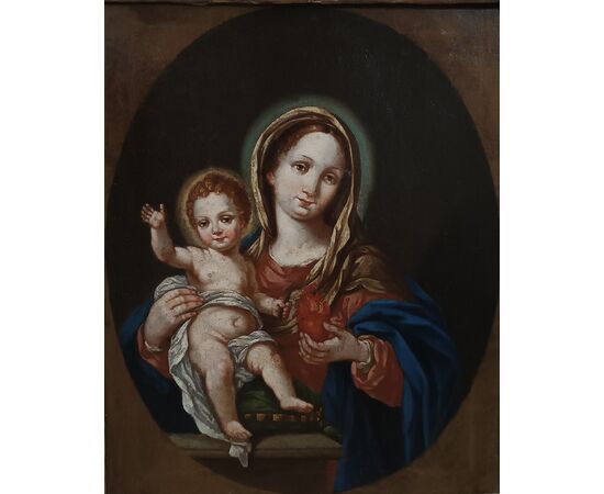 DIPINTO MADONNA CON BAMBINO META’ XVIII SECOLO