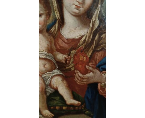 DIPINTO MADONNA CON BAMBINO META’ XVIII SECOLO