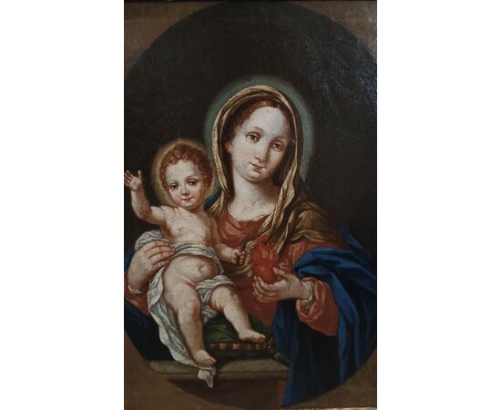 DIPINTO MADONNA CON BAMBINO META’ XVIII SECOLO