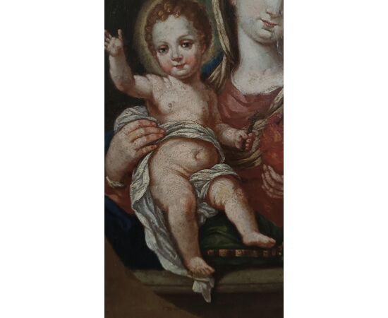 DIPINTO MADONNA CON BAMBINO META’ XVIII SECOLO