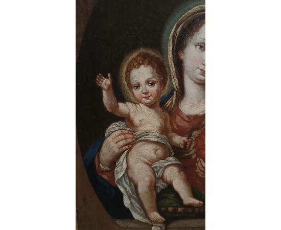 DIPINTO MADONNA CON BAMBINO META’ XVIII SECOLO