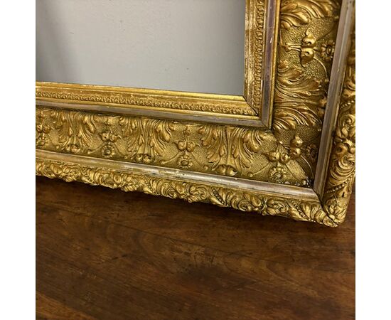 Antica cornice foglia oro e argento XIX sec . Mis 69 x 54 . Interna utile 47 x 33 , 50 