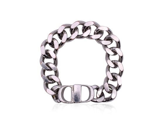 CHRISTIAN DIOR Bracciale in Pelle Col. Argento