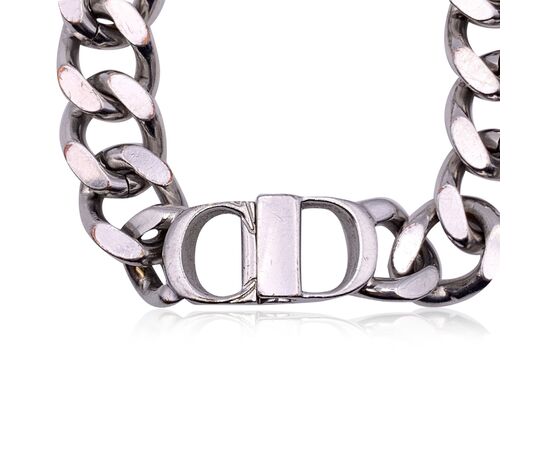 CHRISTIAN DIOR Bracciale in Pelle Col. Argento