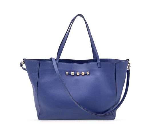 VALENTINO GARAVANI Borsa Shopper in Pelle Col. Blu Rockstud M