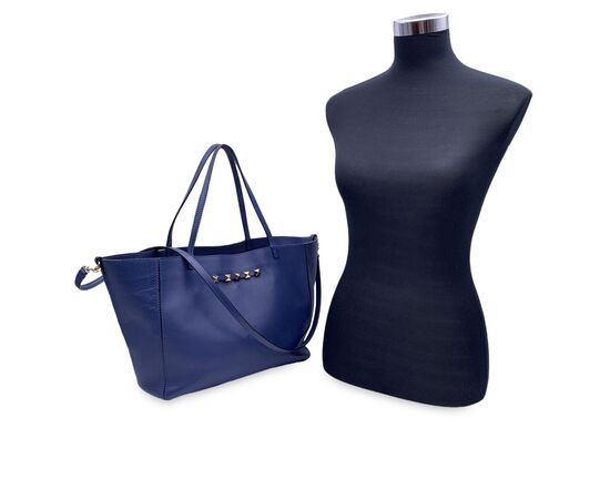 VALENTINO GARAVANI Borsa Shopper in Pelle Col. Blu Rockstud M