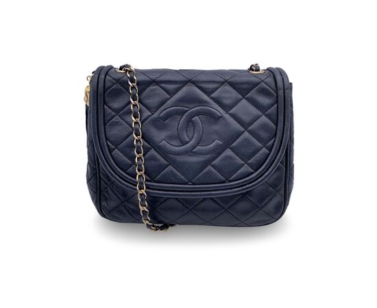 CHANEL Borsa a Tracolla Vintage in Pelle Col. Blu S