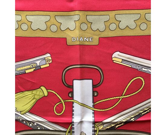 HERMES Foulard Vintage in Seta Col. Rosso Diane