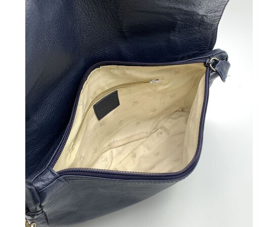 ENRICO COVERI Borsa a Tracolla Vintage in Pelle Col. Blu M