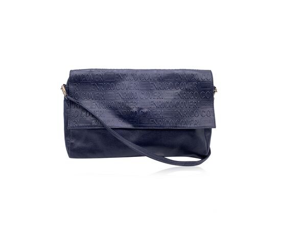 ENRICO COVERI Borsa a Tracolla Vintage in Pelle Col. Blu M