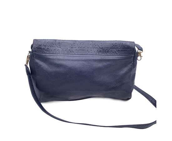 ENRICO COVERI Borsa a Tracolla Vintage in Pelle Col. Blu M