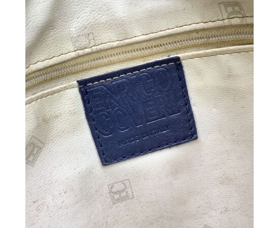 ENRICO COVERI Borsa a Tracolla Vintage in Pelle Col. Blu M