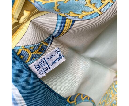 SALVATORE FERRAGAMO Foulard Vintage in Seta Col. Turchese -