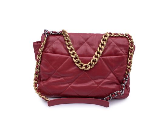 CHANEL Borsa a Tracolla in Pelle Col. Rosso Chanel 19 L