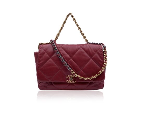 CHANEL Borsa a Tracolla in Pelle Col. Rosso Chanel 19 L